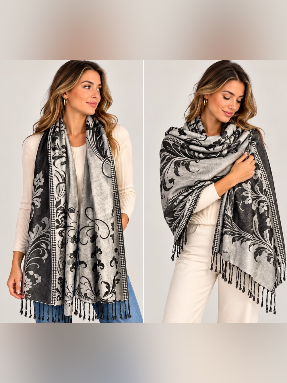 Original Paisley Scarf in Gray & Black